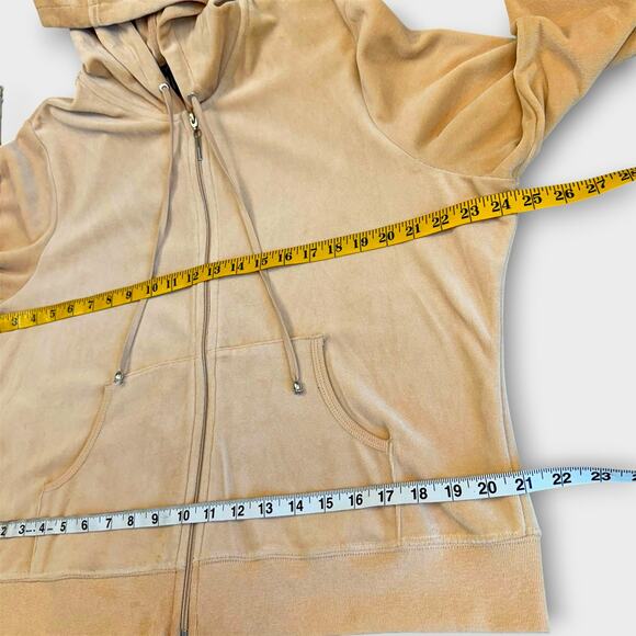 Daisy Fuentes Velvet Plush Hoodie Lounge Sweatpants Set Wide Leg Womens 1X Beige - Picture 7 of 12